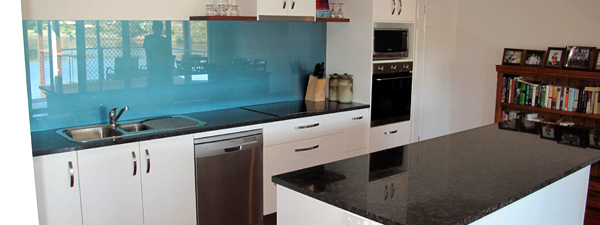 blue glass splashboard