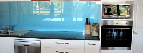 blue glass splashboard